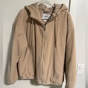 Aritzia TNA Cream Corduroy Zip-Up Jacket